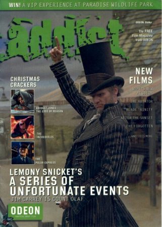 Addict
Jim Carrey on the cover of Addict.

Issue: 2004
Keywords: Addict Magazine Count Olaf Lemony Snicket 2004