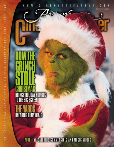 American Cinematographer
Jim Carrey on the cover of American Cinematographer.

Issue: November, 2000
Keywords: American Cinematographer The Grinch Magazine 2000