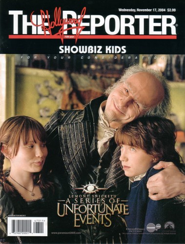 The Hollywood Reporter
Jim Carrey on the cover of The Hollywood Reporter.

Issue: Wedneysday 17, 2004
Keywords: The Hollywood Reporter Magazine Lemony Snicket Count Olaf 2004