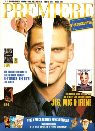 Premiere
Jim Carrey on the cover of the Danish Magazine Premiere.

Issue: February, 2001
Keywords: Premiere Magazine Denmark Me, Myself & Irene 2001